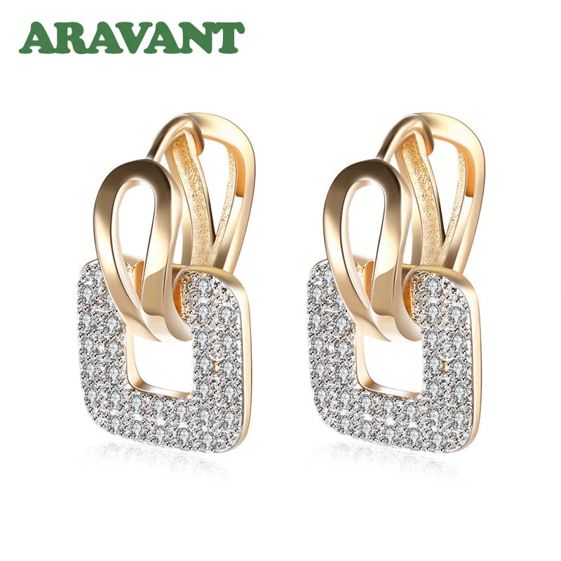 Aravant 925 Silver 18K Gold Square Hoop Earrings For Women Wedding Party Fashion Jewelry Vera Lux