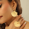 Brazilian Gold Color Earrings with Ring Jewelry Set for Party Hollow Out Design Big Earrings Finger Ring 2Pcs Set for Engagement Vera Lux