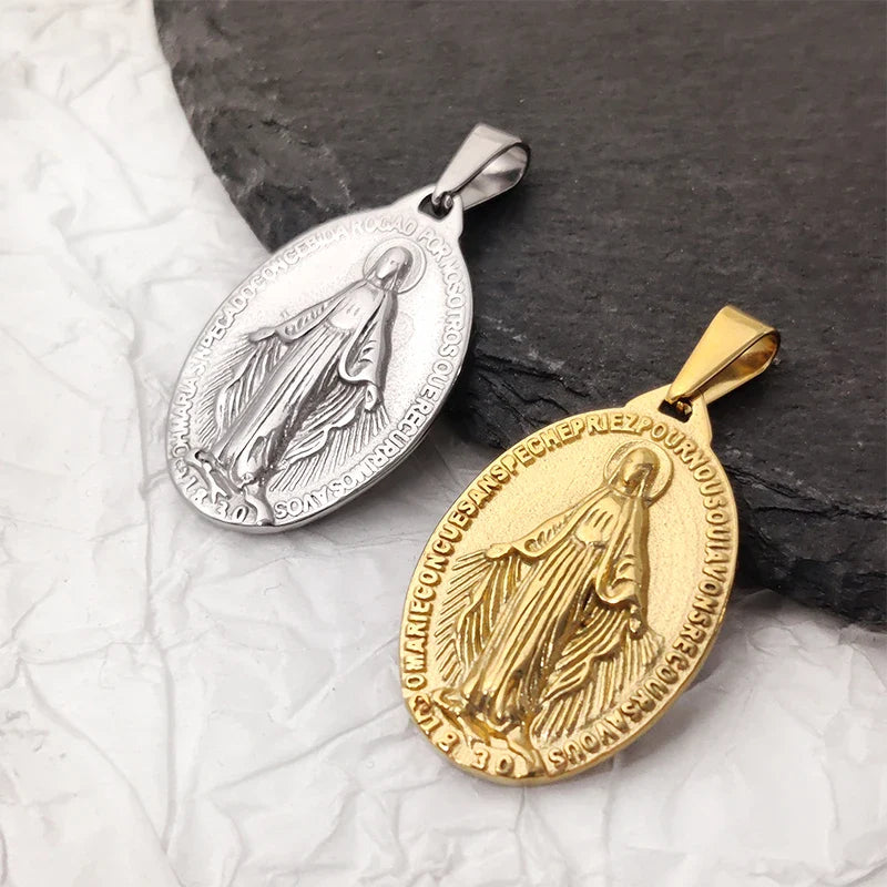 Hot Sale Virgin Mary Pendant Necklace - 18K Gold Plated & 316L Stainless Steel Religious Medallion, Catholic Gifts for Women Men Vera Lux