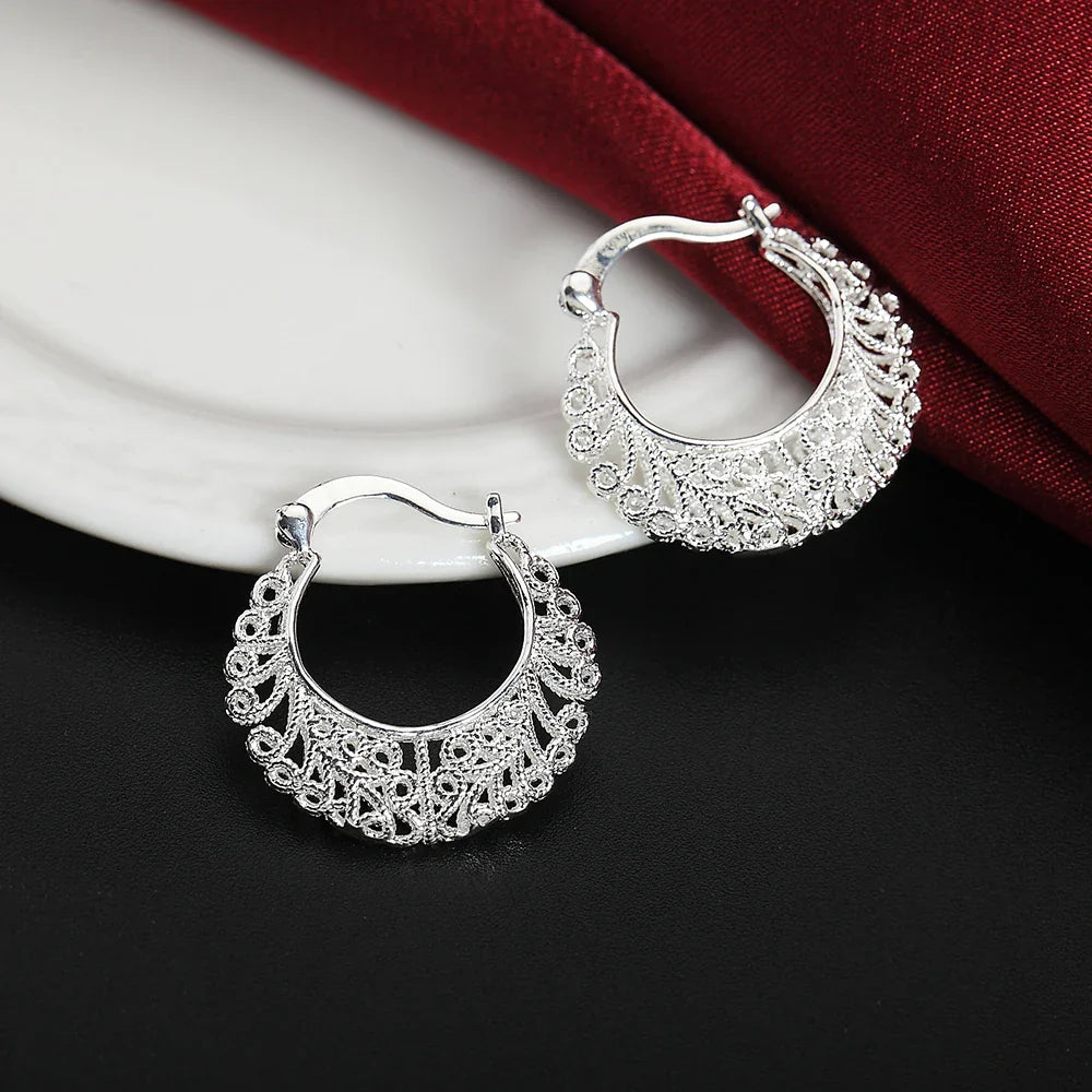Hot Pretty 925 Sterling Silver Hollow Carved drop Earrings for Women retro Trend party Jewelry Christmas Gifts wedding Vera Lux