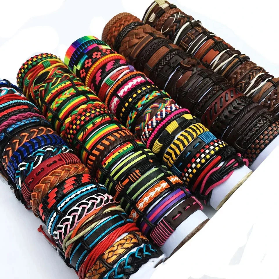 5Pcs/Lot Vintage Leather Charm Bracelets For Women Mix Styles Adjustable Bracelet Men Fashion Party Jewelry Accessories Vera Lux