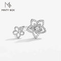 MINTYBOX S925 Sterling Sliver Flower Moissanite Rings for Women D Color Diamond Wedding Band Sparkly Fine Jewelry Certificated Vera Lux