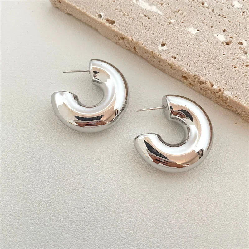 Vintage Chunky Dome Drop Earrings For Women Gold Plated Stainless Steel Thick Teardrop Earring Statement Wedding Jewelry Gifts Vera Lux