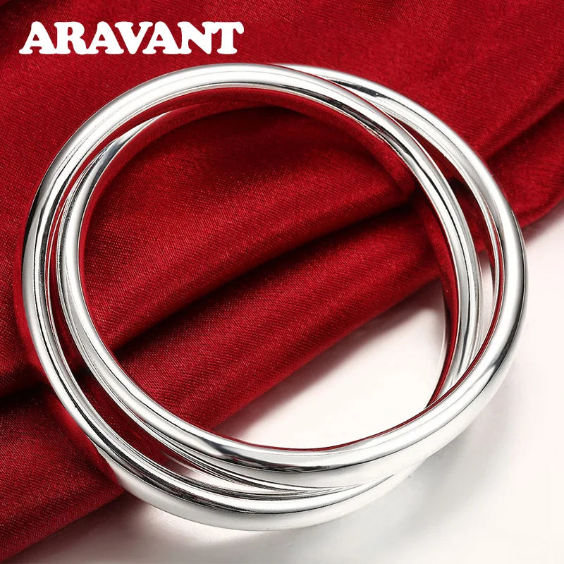 Aravant 925 Silver Double Circle Bangles For Women Men Fashion Jewelry Vera Lux