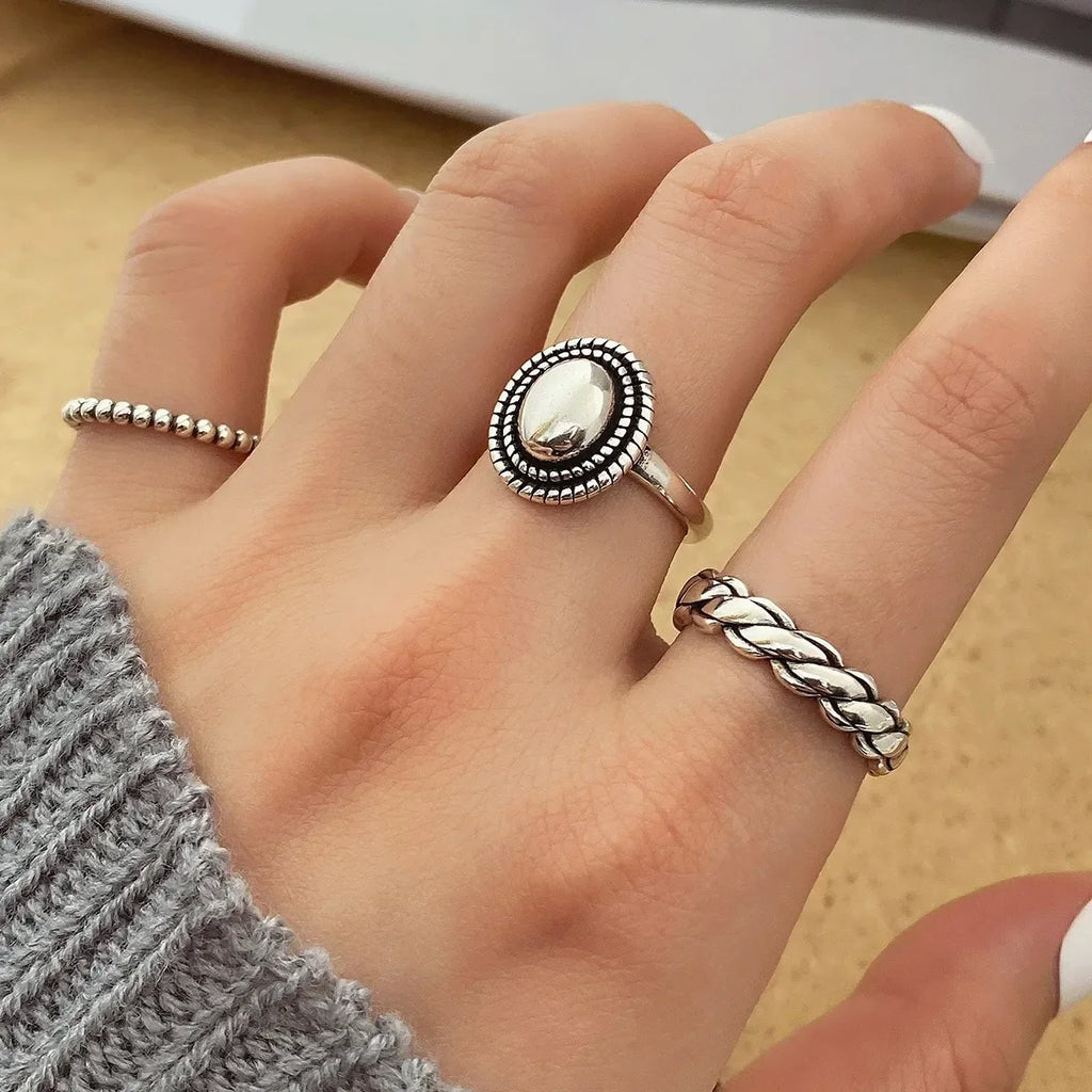 925 Sterling Silver Rings Couples Accessories INS Fashion Vintage Twist Design Round Shape Geometric Thai Silver Jewelry Vera Lux