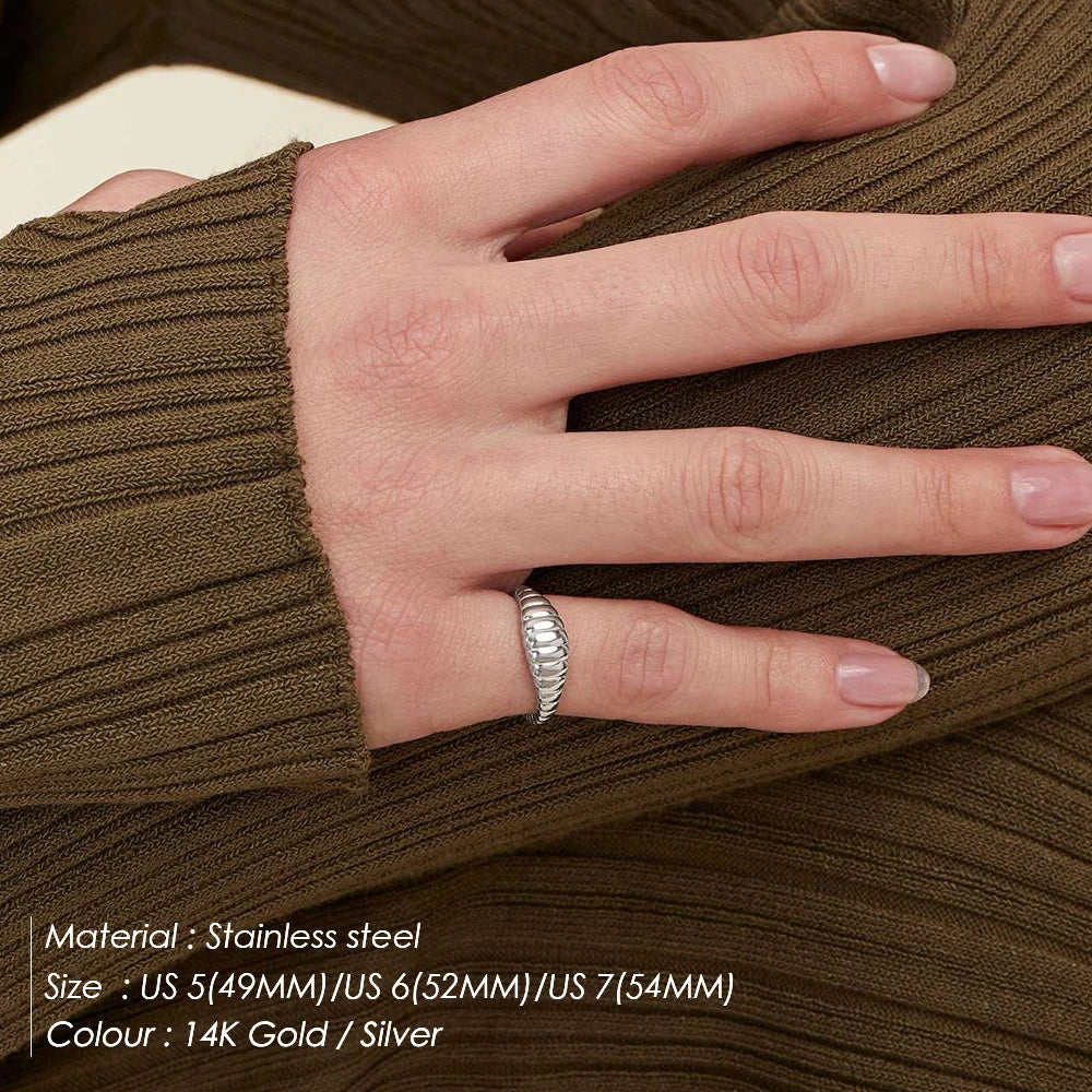 SUNIBI Stainless Steel Ring for Women And Men Fashion Style Texture Tail Classic Couple Rings Gifts Wedding Jewelry Wholesale Vera Lux