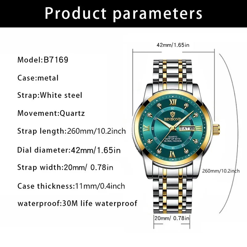 New Gifts Casual Business Diamond Clock Men Luxury Watch Automatic Watches Mens Fashion Quartz Wristwatches Gold Reloj Hombre Vera Lux