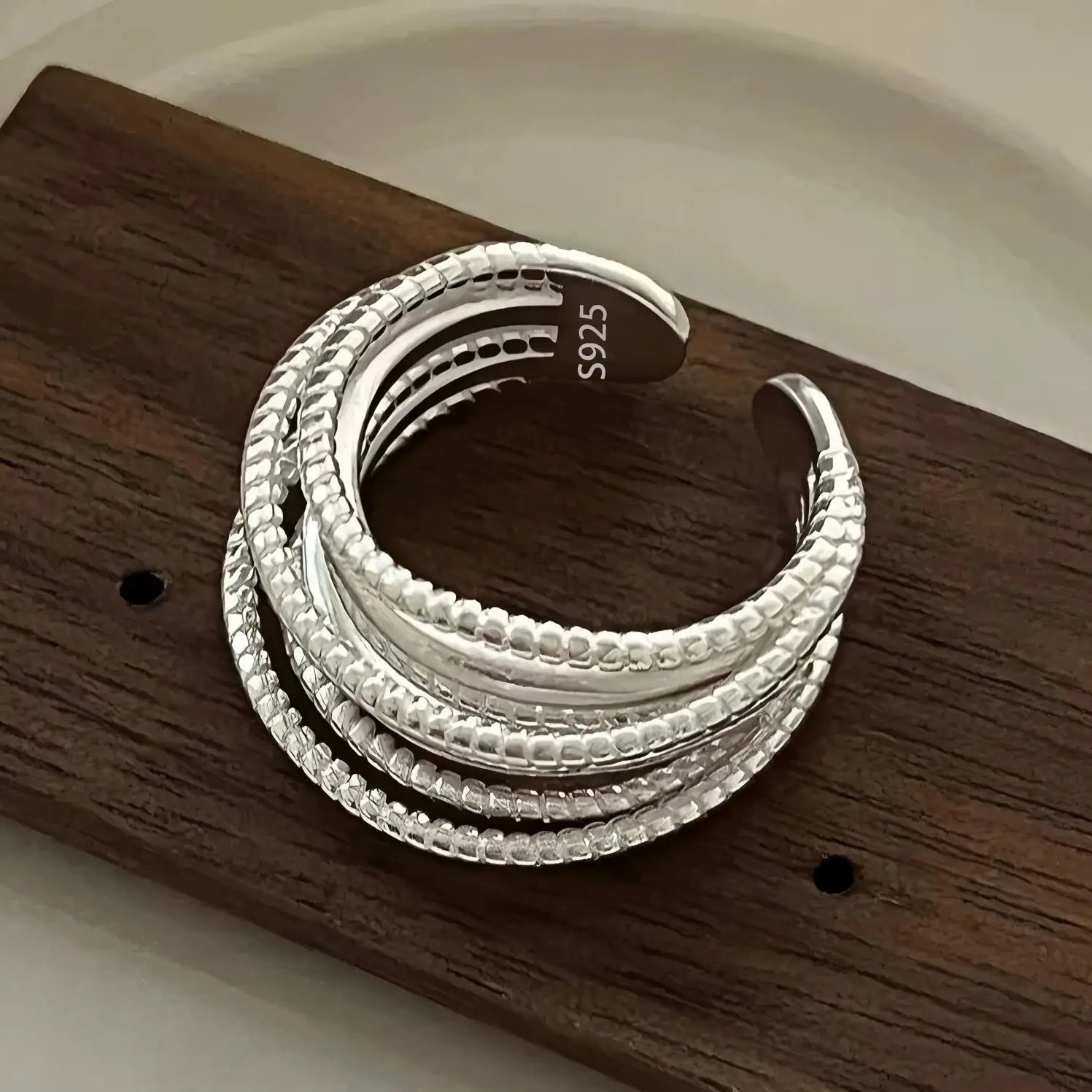 925 Sterling Silver Chain Knot Ring For Women Wrap Wide Band Rock Geometry Punk Jewelry Gift Wholesale Dropshipping Vera Lux