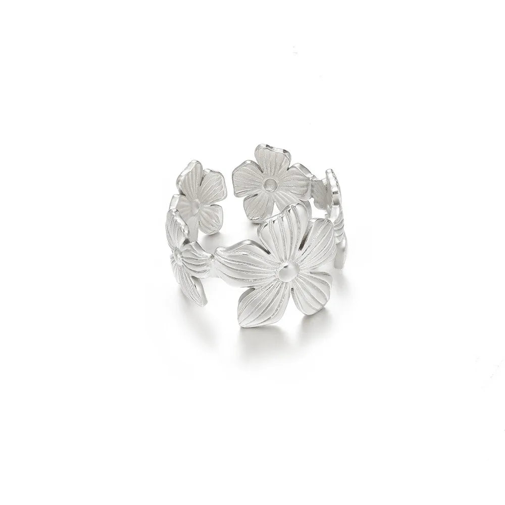 Stainless Steel Exaggerated Big Flower Rings For Women Gold Color Sunflower Finger Ring Female Fashion Aesthetic Jewelry Gift Vera Lux