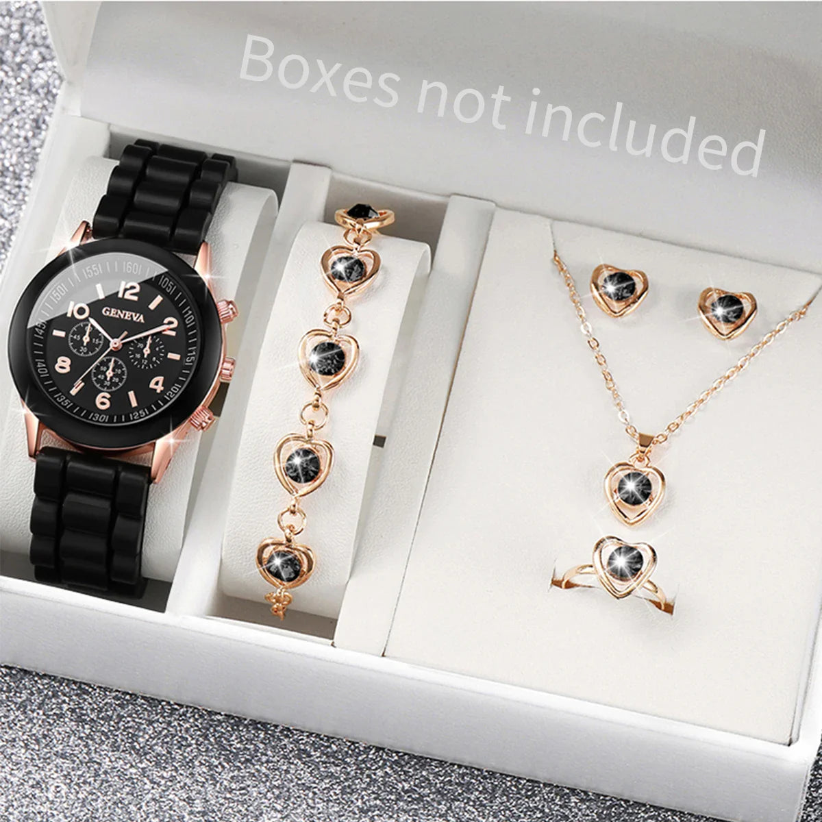 5/6PCS Women Watches Fashion Silicone Band Women Quartz Watches Jewelry Set Reloj Mujer Girls Clock Gift (Without Box) Vera Lux