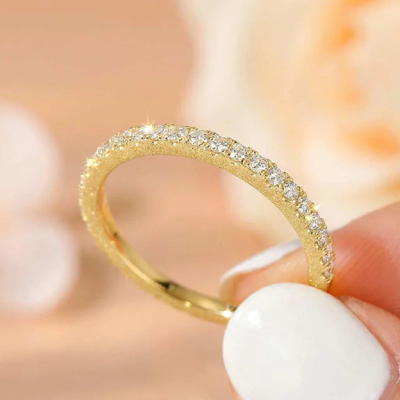 925 Sterling Silver 2mm Fashion Simplicity  Half Full Zircon Stackable Plain Ring For Women Daily Personalized Fine Jewelry Vera Lux