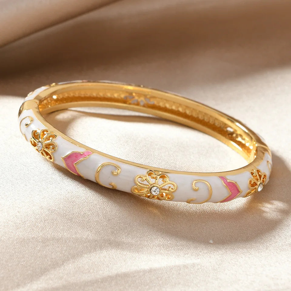 1pcs Chinese Retro Style Bracelet Enamel Blue And White Porcelain Element Women's Bracelet Exquisite Elegant Ladies' jewelry Vera Lux