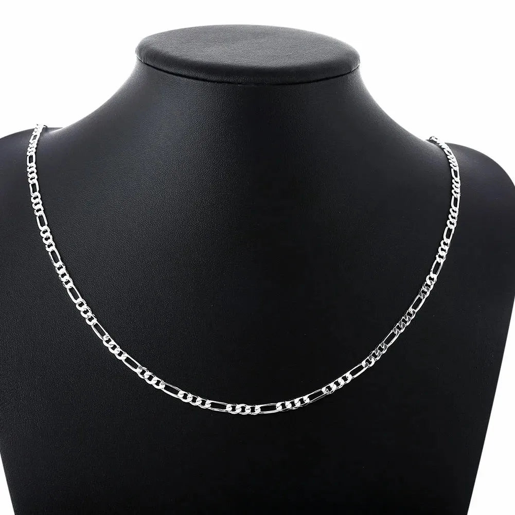 ALIZERO 40-75cm 925 Silver 4mm Figaro Chain Necklace for Women Men Long Necklace Hip Hop Jewelry Gift Vera Lux