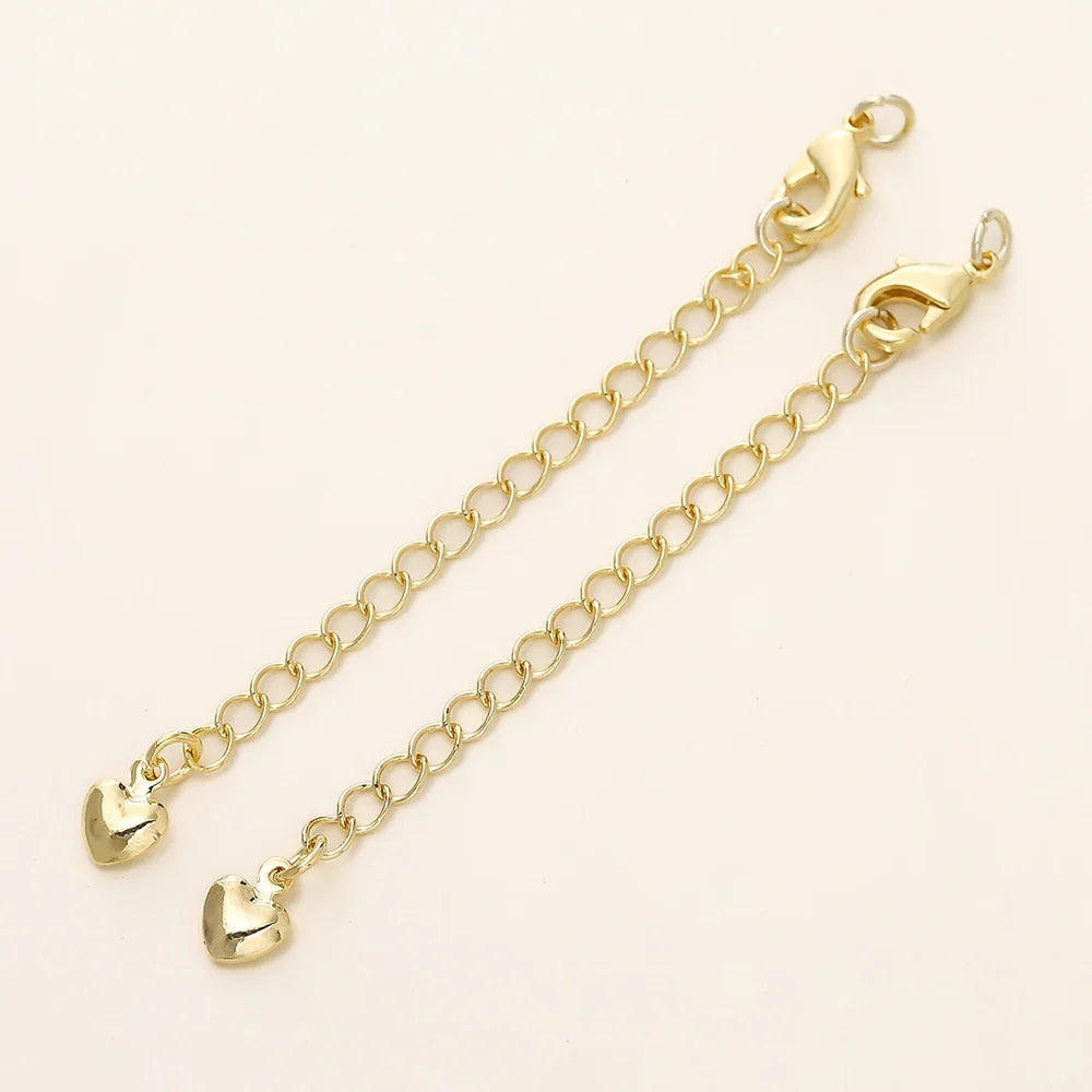 5/10pcs/Pack 14/18K Gold Color Plated Brass Various Extension Chain With Lobster Clasps for DIY Necklace Jewelry Making Findings Vera Lux