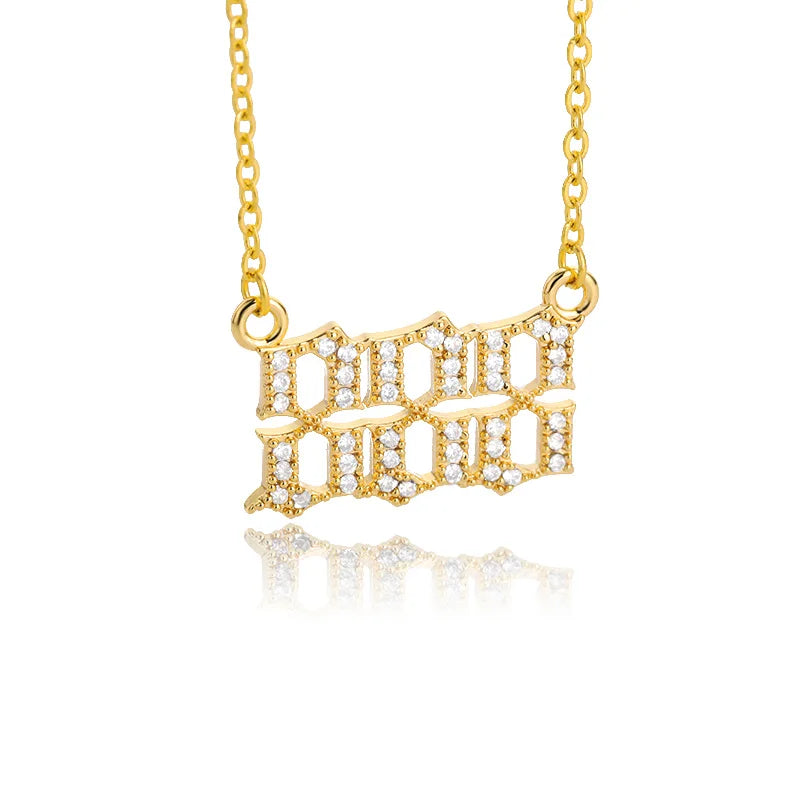111 222 333 444 555 666 777 888 999 Necklaces For Women Gold Color Stainless Steel Zircon Angel Number Pendant Necklace Jewelry Vera Lux