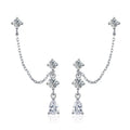 NeeTim Full Moissanite Stud Chain Earrings for Women Sparkling Lab Diamond Earring 925 Sterling Silver Women's Earrings Jewelry Vera Lux