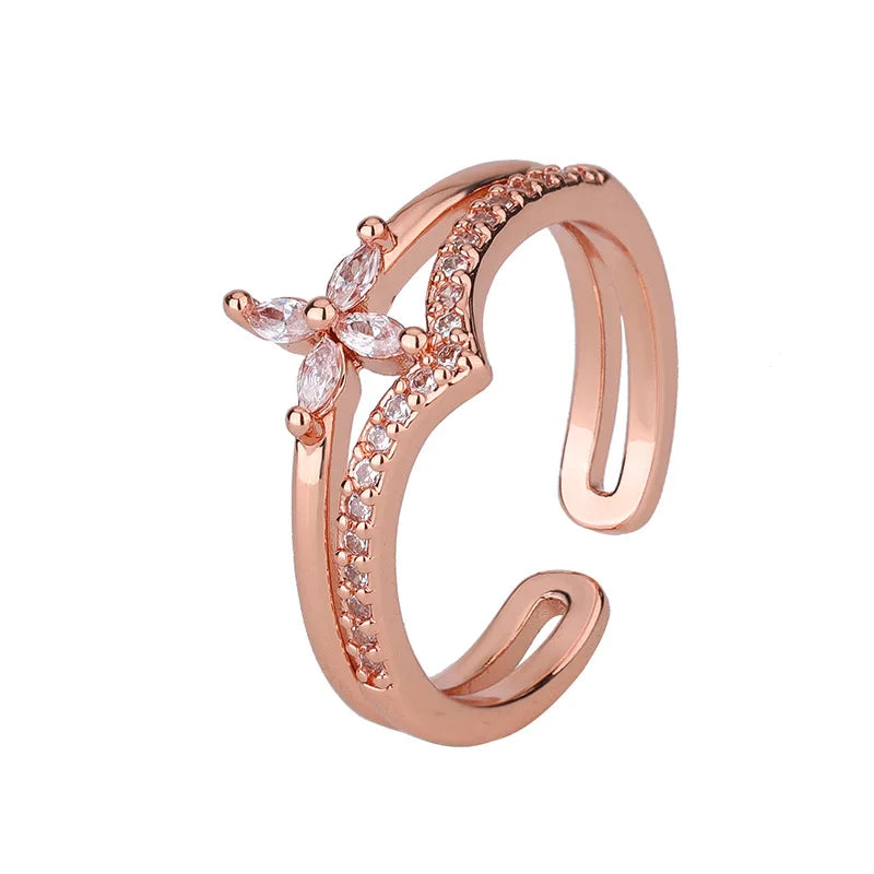 925 Sterling Silver Flower Zircon Wedding Rings For Women Couple Elegant Luxury Jewelry Wedding Argent 925 Jewellery Vera Lux