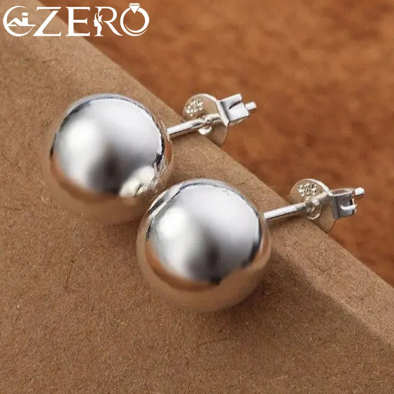 925 Sterling Silver classic 8mm 10MM beads studs Earrings for Women Fashion Christmas gifts Street all-match party Jewelry Vera Lux