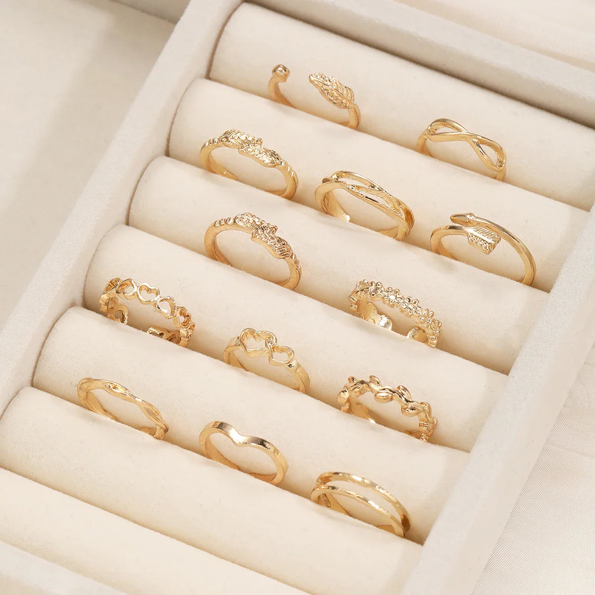 14Pcs/Set Vintage Smooth Open Rings Set for Women Geometric Creative Irregular Gold Color Finger Rings Trendy Daily Jewelry Gift Vera Lux
