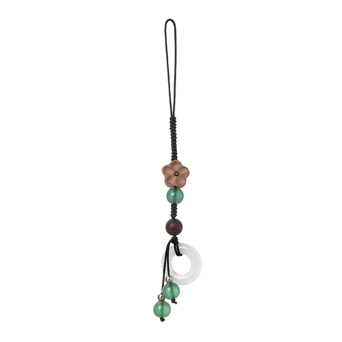 Vintage style wooden plum blossom woven ring wall round bead tassel phone chain Vera Lux