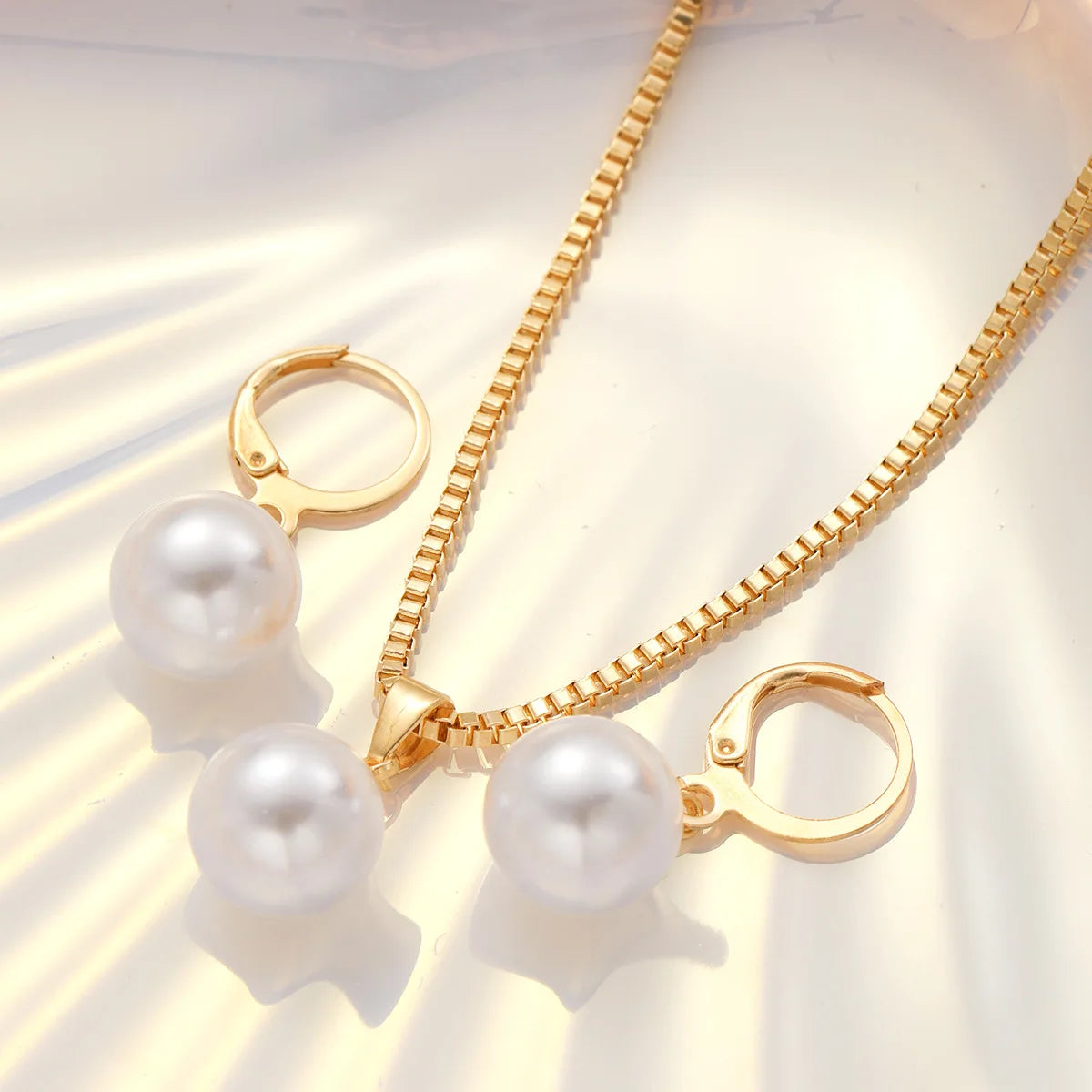 Fashion Pearl Jewelry Set For Women Dangle Earrings Pendant Necklace Simple Dainty Daily Wear Outfit  Party Accessories Vera Lux