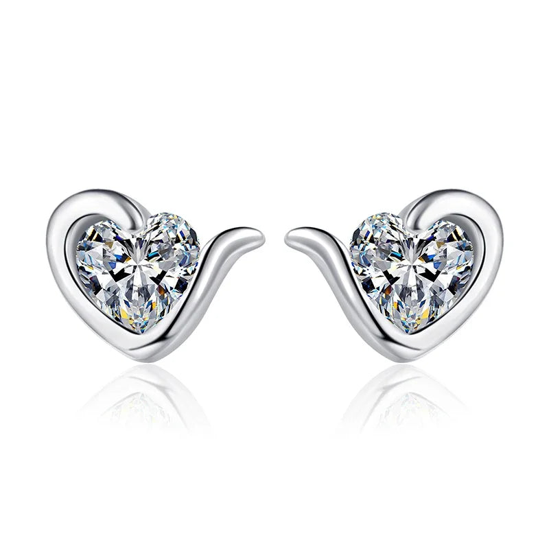 NeeTim Moissanite Heart Stud Earrings for Women 925 Sterling Silver with White Champagne Gold Plated Wedding Earring Certified Vera Lux