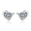 NeeTim Moissanite Heart Stud Earrings for Women 925 Sterling Silver with White Champagne Gold Plated Wedding Earring Certified Vera Lux