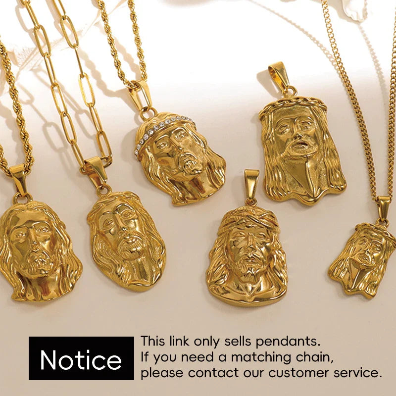 Hot Style Hip Hop 18K Gold Plated Stainless Steel Jesus Pendant for Women Men, Perfect for Daily Outfits & Concert Styles Vera Lux