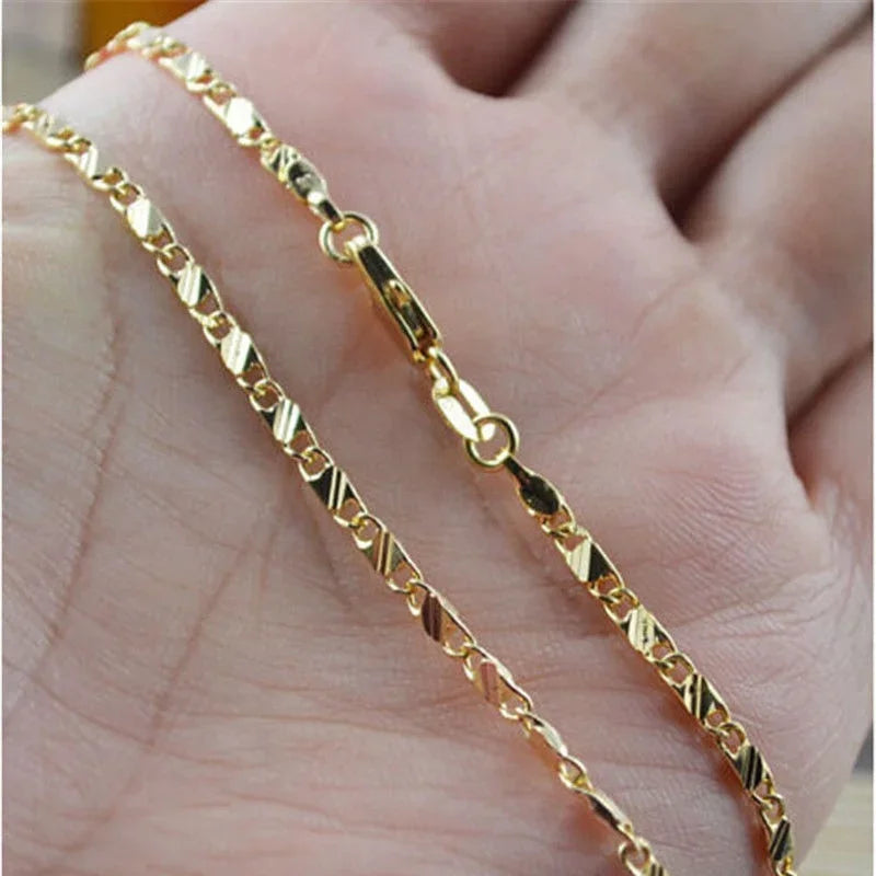 Exquisite Fashion 18K Gold Filled Necklace For Women Men Size 16-30 Inch Jewelry Chain Wholesale Vera Lux