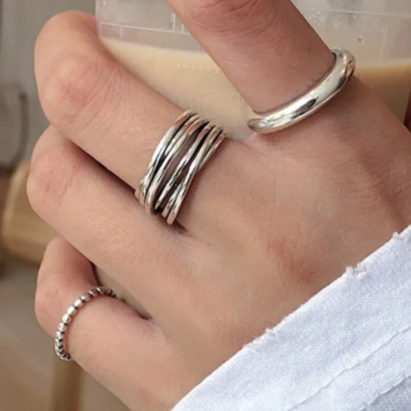 925 Sterling Silver Cross Wound Ring For Women Geometry Simple Vintage Hollow Out Jewelry Party Gift Wholesale Dropshipping Vera Lux