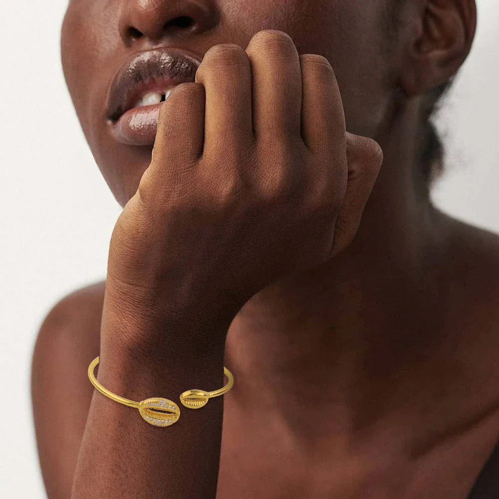 Ocean Shell Bracelet Rings Colorfast Stain-Free Jewelry 18K Gold Color Map of Africa Jewelry Accessories Anniversary Gifts Vera Lux