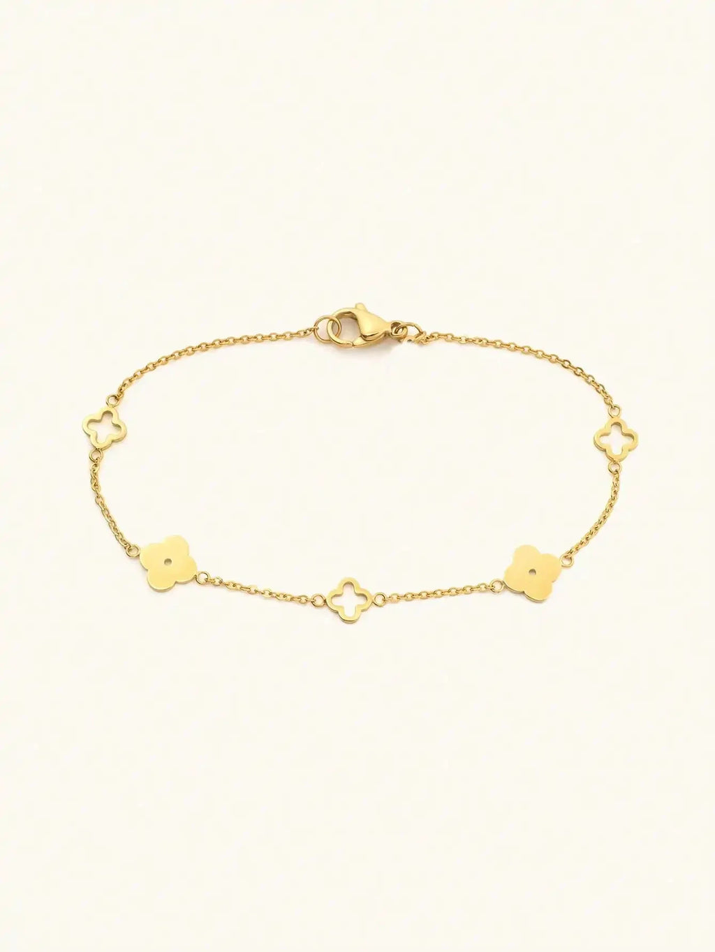 Japan and South Korea style simple stainless steel four-leaf clover plum blossom interlocking pendant necklace for daily wear Vera Lux
