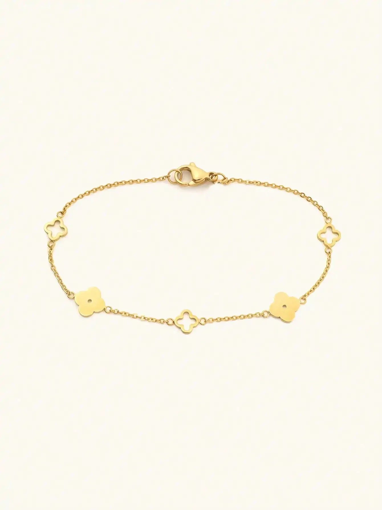 Japan and South Korea style simple stainless steel four-leaf clover plum blossom interlocking pendant necklace for daily wear Vera Lux