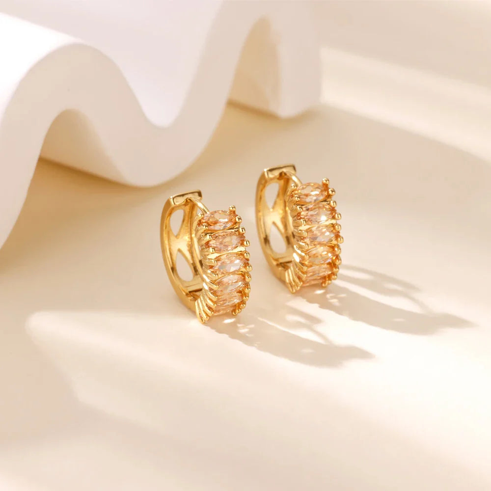 Cubic Zirconia Hoop Earrings For Women Luxury Crystal Zircon Gold Color Stainless Steel Earring Jewelry Wedding Party Gift Vera Lux