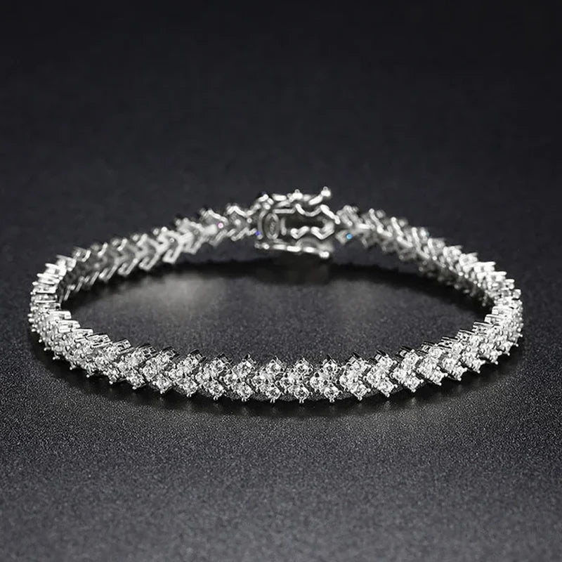 NeeTim Moissanite Tennis Bracelet 925 Sterling Silver Lab Diamond Bracelets with White Gold Plated  Fine Jewelry For Women Vera Lux