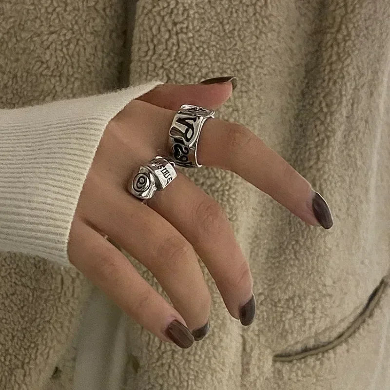 Personalized Girls' Open Ring Korean Version Retro Trend English Letter Versatile Y2k Accessories Party Jewelry Gifts 1/2pc Vera Lux