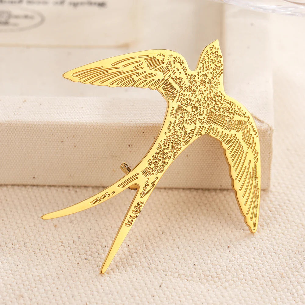 Aomogo Stainless Steel Broochs Fashion Personality Pin Designs Drawing Swallow Brooch For Women Jewelry Banquet Creative Gifts Vera Lux