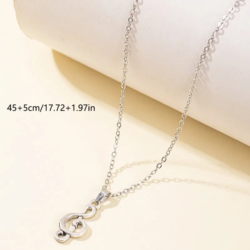 1 Piece Unisex Silvery Stainless Steel Music Note Pendant Necklace - Personalized Design Valentine's Day/Ramadan Gift Vera Lux