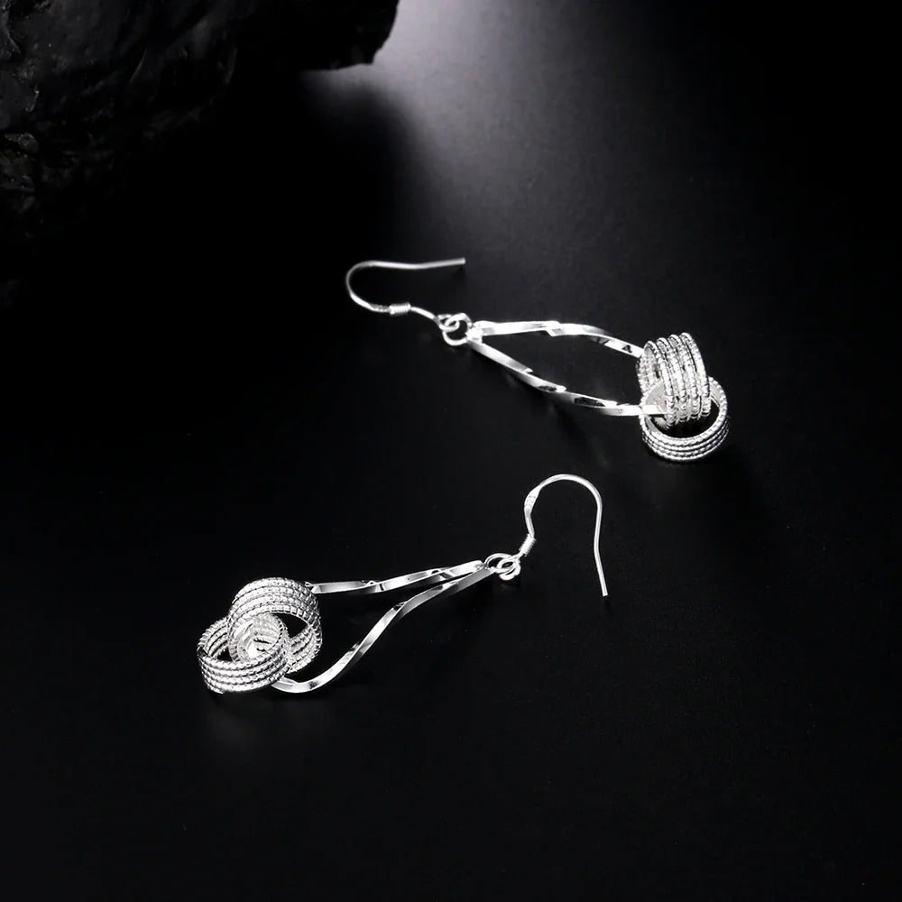 Fashion charms 925 Sterling Silver Net beads long Earrings for Women Pretty fashion party wedding Jewelry Holiday Gifts Vera Lux