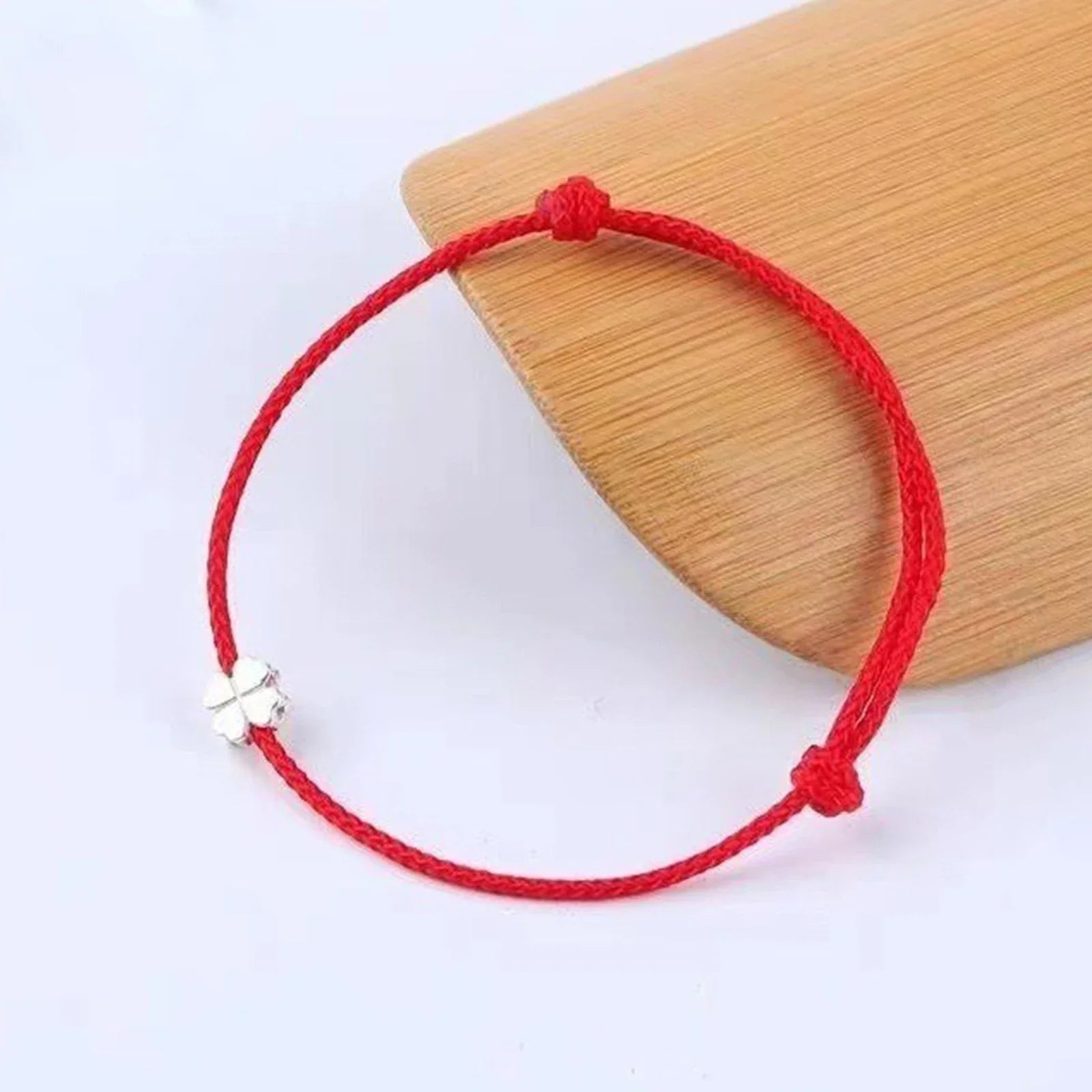 S925 Sterling Silver Flowers Red Rope Clover Adjustable Bracelet For Women Fine Jewelry Minimalist Accessories Vera Lux