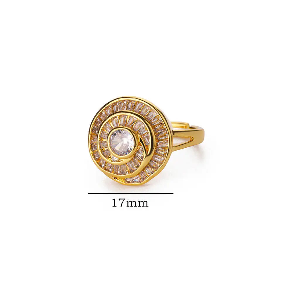 Zirconia Flower Rings for Women Opening Stainless Steel Gold Color Ring Wedding Couple Band Waterproof Jewelry Vera Lux