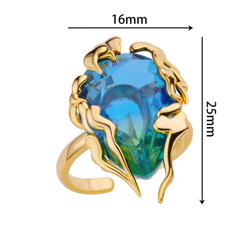 Zircon Flame Drop Rings For Women Stainless Steel Water Drop Adjustable Ring Femme New Wedding Party Fashion Jewelry Gift Femme Vera Lux