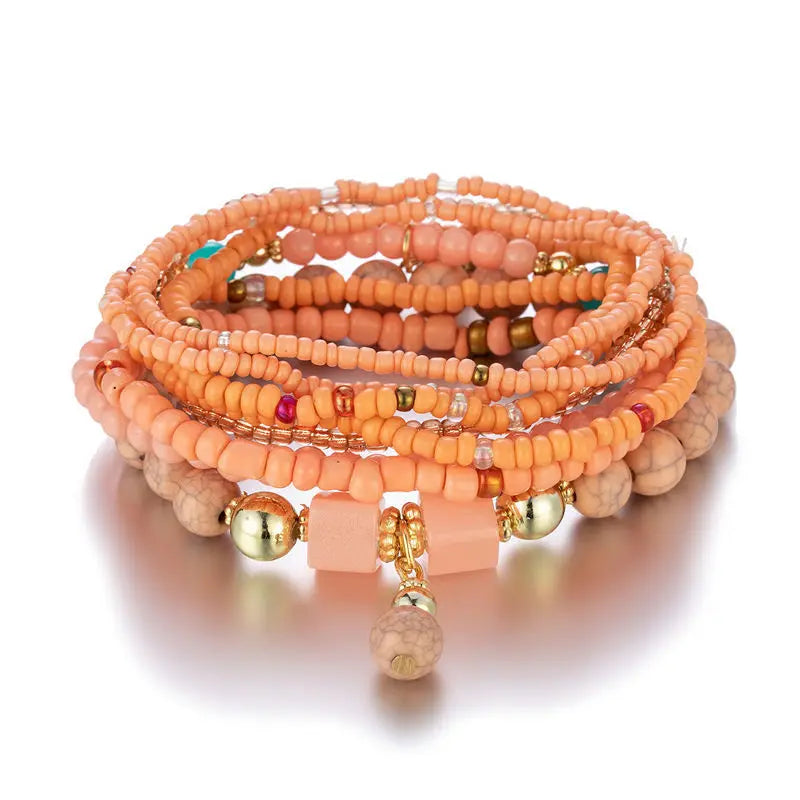 8Pcs Boho Colorful Rice Beads Bracelet Set For Women Summer Elastic  Beaded Chain Bangle Girls Fashion Jewelry Accessories Vera Lux
