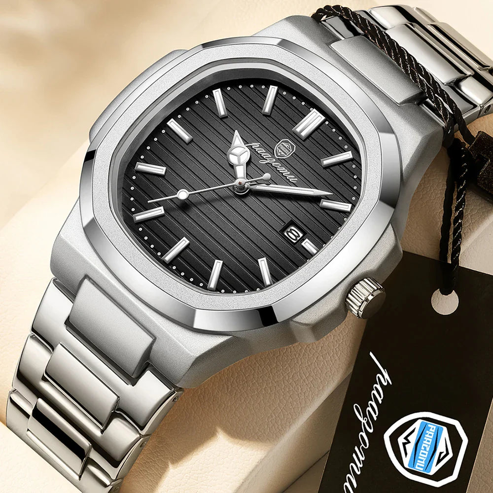 PAAZOMU Luxury Man Wristwatch Waterproof Luminous Chronograph Watch for Men Stainless Steel Men's Quartz Watches reloj hombre Vera Lux