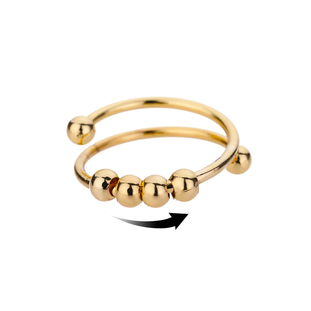 Anti Stress Anxiety Fidget Rings for Women Stainless Steel Sunflower Sun Star Spinner Ring Christmas Jewelry Gifts Dropshipping Vera Lux