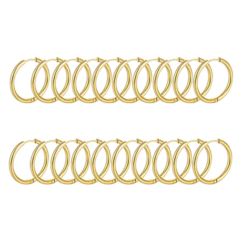 10/20Pcs Minimalist 316L Stainless Steel Small Hoop Earrings For Women Man Classic Round Earrings Fashion Ear Piercing Jewelry Vera Lux