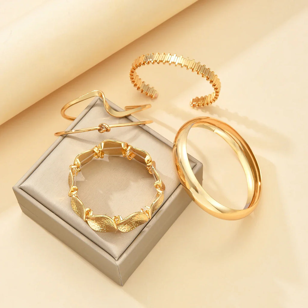 5Pcs/Set Punk Geometry Multilayer Bangles for Women Delicate Gold Color Metal Knot Cuff Bracelets Fashion Hip Hop Party Jewelry Vera Lux