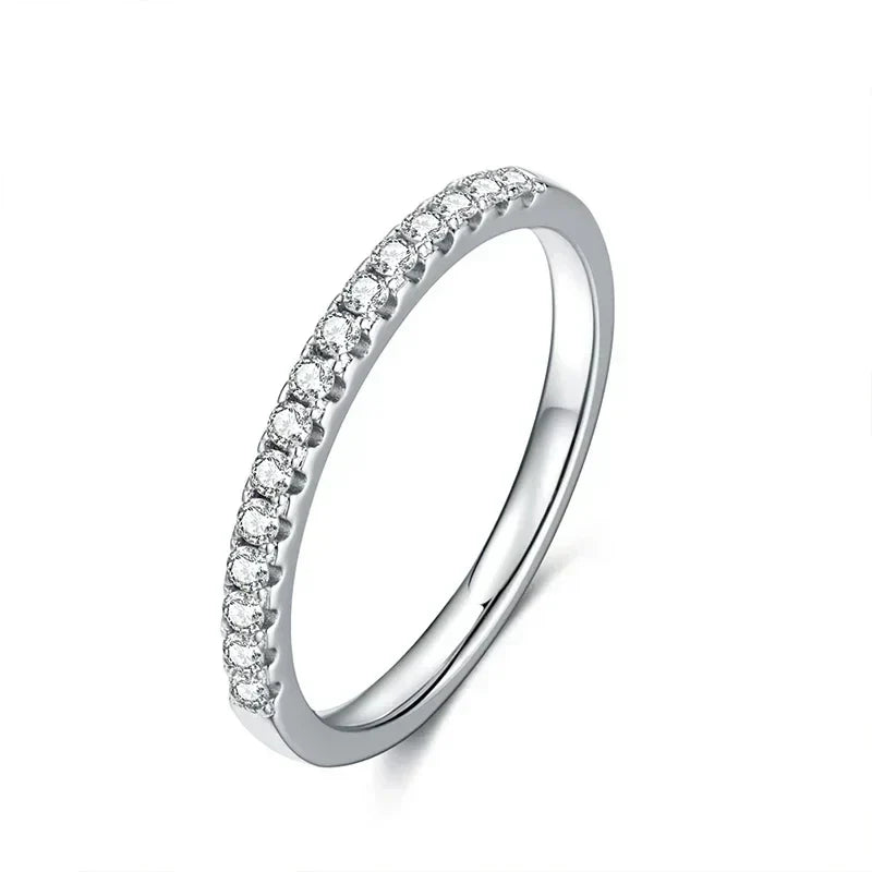 NeeTim Moissanite Ring 925 Sterling Silver with White Gold Plated Lab Diamond Eternity Band Engagement Wedding Rings for Women Vera Lux