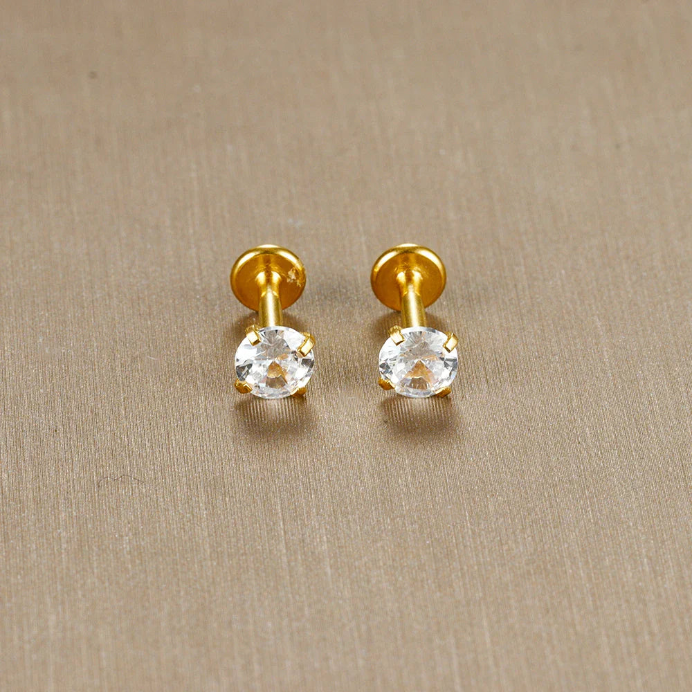 2PC Labret Tragus Stud Earrings 16G Surgical Stainless Steel CZ Crystal  Monroe Helix Cartialge Conch Medusa Lip Body Piercing Vera Lux