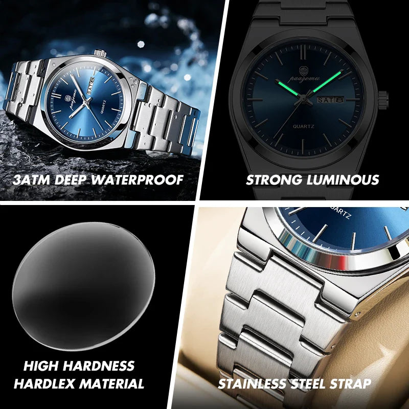PAAZOMU Ultra Thin Quartz Watch Men Women Minimalist Style Waterproof Luminous Wristwatch Comfortable Strap Daily Office Gift Vera Lux